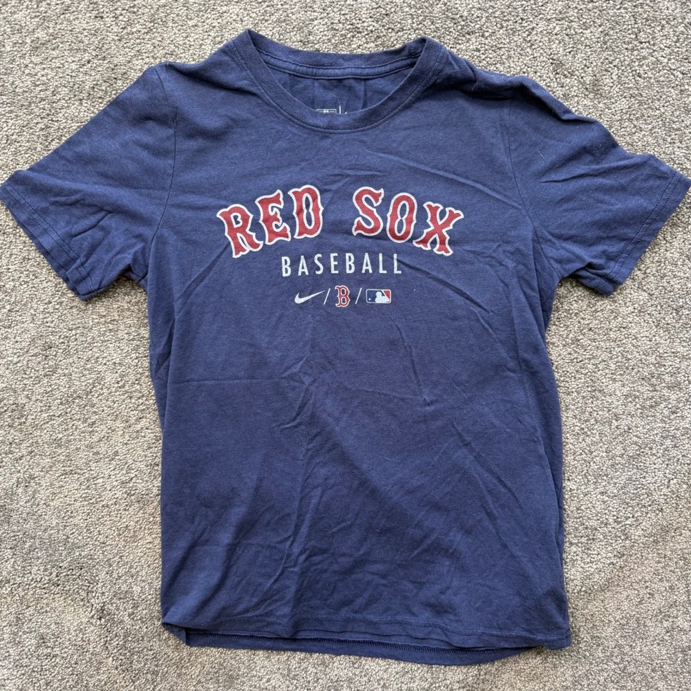 Nike Boston Red Sox MLB Baseball Graphic T-Shirt Navy Blue Kids Large 14-16